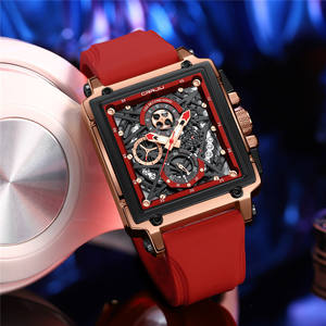 Montre pour homme CRRJU 2312, boîtier en alliage, cadran en verre, design ajouré, étanche, quartz, bracelet en acier inoxydable, style business. - Product Image 3