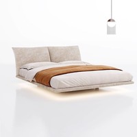 Nouveau produit populaire, lit double moderne de luxe en tissu rose, lit flottant pour chambre principale