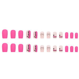 Juego de 24 Uñas Postizas de Color <span class=keywords><strong>Rosa</strong></span> con Líneas Simples, Uñas Acrílicas de Ataúd Almendrado, Uñas Postizas para Salón de Belleza - Product Image 5