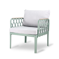 Mobilier de jardin d'extérieur moderne en corde tressée Chaise de canapé d'angle à cadre en aluminium avec métal en rotin pour ensemble de patio d'entrée d'appartement