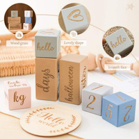 Jouet éducatif en bois pour nouveau-né, plaque commémorative carrée pour les étapes importantes de la vie du bébé, accessoires de photographie pour les photos du mois de naissance