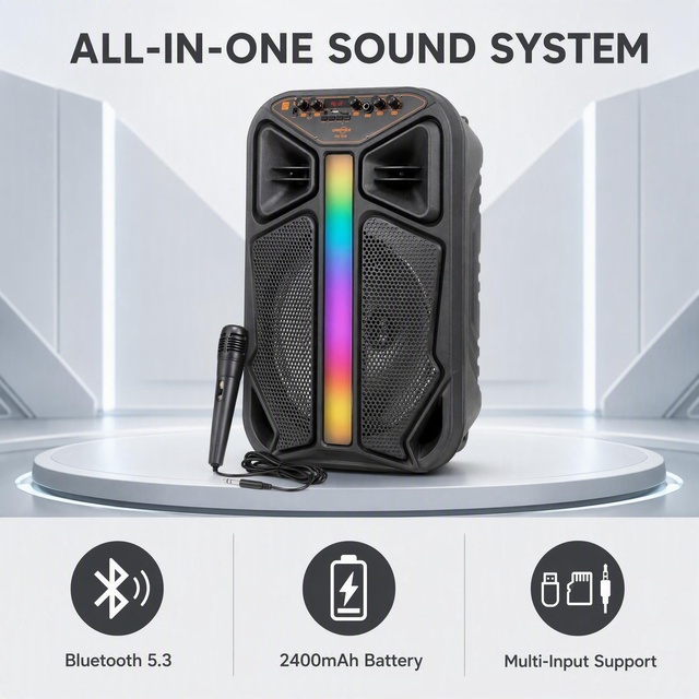 Professional Outdoor Loud Portable Karaoke Wireless BT Speaker with Mic Stereo FM Radio TF/USB Function Speaker