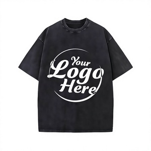 เสื้อยืดคอตตอนสีดำทรงโอเวอร์ไซส์คุณภาพพรีเมียมสำหรับผู้ชาย สั่งทำขายส่ง พิมพ์โลโก้ด้านหน้า คอกลม แขนสั้น สไตล์ลำลอง - Product Image 6