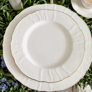 Hot Bán tối giản Trắng tấm gốm bộ với vành vàng và mô hình cho đồ ăn - Product Image 6