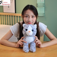 Honeyway confortable cadeau pour enfants simulation Pose chat poupée en peluche lit chat endormi PP coton remplissage jouets en peluche