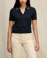 Pull décontracté d'été pour femme, tricoté sur mesure, coupe ajustée, manches courtes, col rabattu, anti-boulochage, qualité supérieure, vente en gros