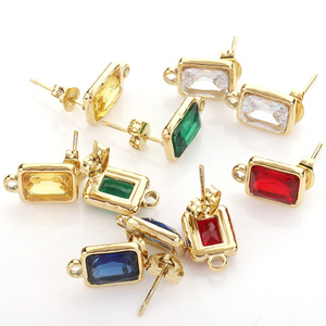 <b>Stud</b> <b>Earrings</b> Square Crystal Zircon Bezel Setting Unisex Fashion Jewelry H1422 - Product Image 5