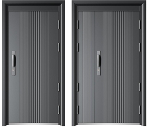 Porte d'entrée simple moderne en acier, cadre extérieur, design à rayures de sécurité, fonction antivol, manuelle, fabrication chinoise - Product Image 4