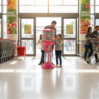 Distributeur automatique de cylindres rose-rouge fonctionnant avec des pièces/monnaies Niudele |   120-200 pièces de jouets en capsule |   Exploitation Facile Centres Commerciaux Parcs Vente en Gros 1