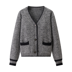 Cardigan da <span class=keywords><strong>Donna</strong></span> in <span class=keywords><strong>Maglia</strong></span> Grigio con Scollo a V, Monopetto, Maniche Lunghe, Stile Casual e alla Moda - Product Image 1