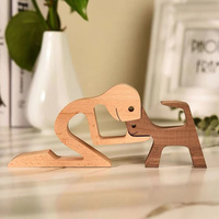 Figurine de chien en bois sculpté, design moderne, modèle rond, décoration pour la maison et le bureau, ornement de table de Noël