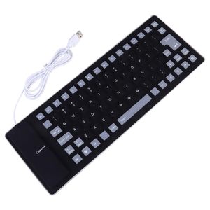 <span class=keywords><strong>Teclado</strong></span> USB <span class=keywords><strong>Enrollable</strong></span> de Silicona OEM ODM, <span class=keywords><strong>Teclado</strong></span> Portátil Negro Resistente al Agua con 85 Teclas, Diseño Flexible y Silencioso - Product Image 1