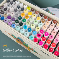 Arrtx 90 Couleurs Marqueurs à Encre à Base d'Alcool Ensemble Pointe Japonaise Double Pointe Marqueurs Permanents pour l'Animation Manga
