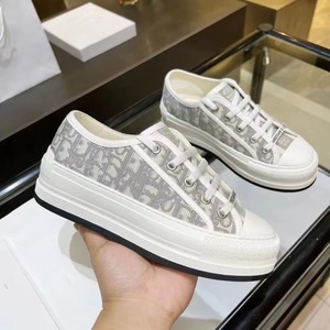 Baskets en toile à semelle épaisse brodées de la marque D-Brand, de luxe et de créateur, mocassins décontractés à imprimé lettres, chaussures de skate style preppy en peau de mouton - Product Image 5