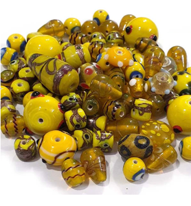 Perles de verre mélangées FE, rondes jaunes, en vrac, pour la fabrication de bijoux, vente en gros, Uttar Pradesh, emballées en boîte, service de moulage/échantillon - Product Image 1