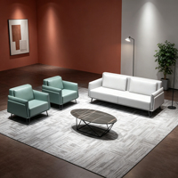 Ensemble de canapés de bureau Chesterfield en cuir véritable de luxe moderne avec structure métallique et éponge haute densité pour une utilisation à la maison et en extérieur