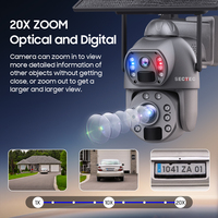 Caméra solaire SECTEC 10W à double objectif, zoom 20x, 6MP, 3K, 4G, extérieure, IP66, boîtier métallique, caméra PTZ, détection humaine, sécurité, caméra de surveillance CCTV