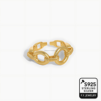 2025 nouveauté Vintage 925 bague ouverte en argent Sterling avec chaîne lien conception corde Texture audacieux unisexe bijoux pour femmes et hommes