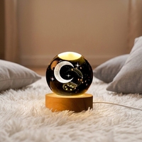 Bola de Cristal Creativa Tallada, Luminosa, de Tamaño Mediano, con Enchufe, Luz Nocturna, Decoración para Sala de Estar, Escritorio, Adorno Navideño