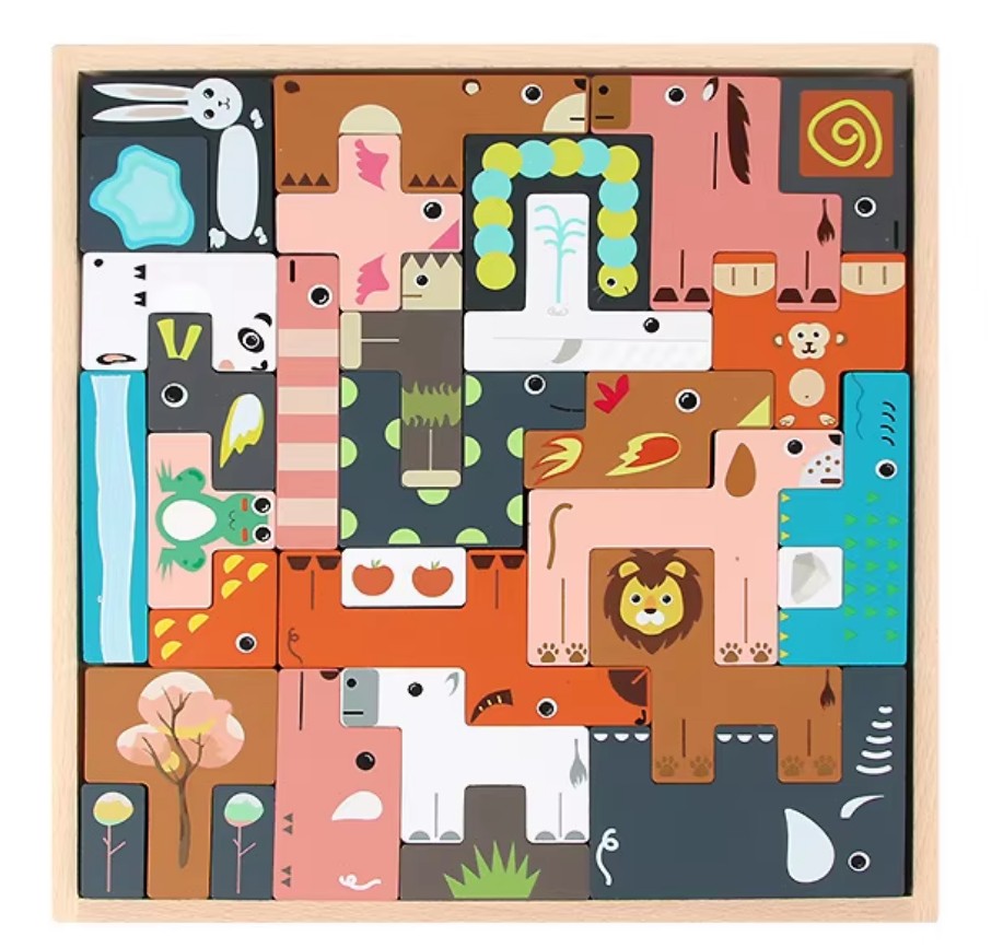 Grand puzzle d'animaux - Boîte de couleurs