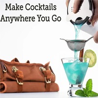 Camol – Nouveaux Kits de Barman 16 Pièces en Acier Inoxydable : Shaker Boston, Jigger à Bord Roulé, Cuillère à Cocktails, Muddler, Sac de Transport – 750ml/600ml