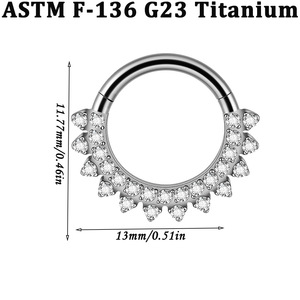 Anillo Clicker de Titanio F136 con Doble Hilera de Circonitas Cúbicas de 1.2mm para <span class=keywords><strong>Piercing</strong></span> de <span class=keywords><strong>Nariz</strong></span> y Oreja, Proveedor Mayorista de Joyería - Product Image 4