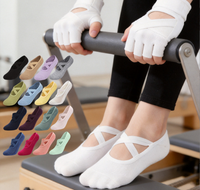 Chaussettes de yoga en mélange de coton respirant avec semelles antidérapantes pour Pilates et barre, logo personnalisé sur le dessus, commandes en gros OEM