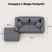 Modulares Dreisitzer-Ecksofa in Rechteckform, Beige Chaiselongue, Stoffbezug für Moderne Apartments und Familienwohnungen