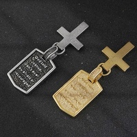 Pendentif croix noire en acier inoxydable OEM Hip Hop chrétien avec verset biblique Jésus pour usine de bijoux religieux