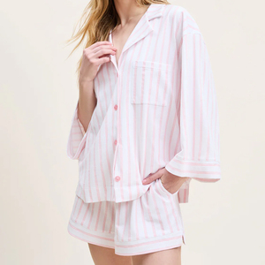 <span class=keywords><strong>Pigiama</strong></span> da <span class=keywords><strong>Donna</strong></span> a Maniche Lunghe, Set Due Pezzi a Righe, <span class=keywords><strong>Pantaloncini</strong></span> in <span class=keywords><strong>Cotone</strong></span> Pima, Set <span class=keywords><strong>Pigiama</strong></span> Sostenibile per <span class=keywords><strong>Donna</strong></span> - Product Image 4