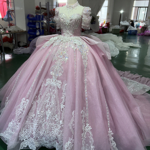 ชุดเดรสงาน Quinceanera รุ่น Jxs13 Royal Plus Size สีชมพู ประดับคริสตัล คอรูปหัวใจ แต่งลูกไม้ระบาย ชายกระโปรงยาวลากพื้น - Product Image 4