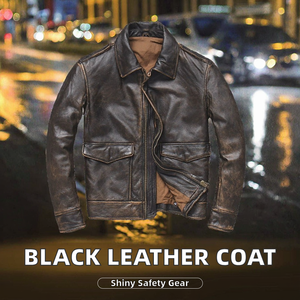 Chaqueta de Hombre Personalizada de Lona y Cuero Negro con Capucha, Transpirable, Impermeable, Larga, Informal, con Cierre para Otoño - Product Image 2