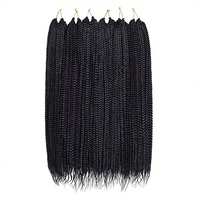 Box Braid Crochet 30 pouces 144 mèches Double trame machine pré-étirée pré-bouclée Origine Chine 6 paquets Cheveux noirs pour femmes