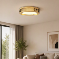 Plafonnier LED créatif en verre et bois 24W, design minimaliste en fer, protection oculaire, pour chambre et salon