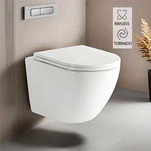 FOHOME Toilette suspendue flottante moderne Inodoro Articles sanitaires Toilettes suspendue au mur Toilette suspendue au mur sans rebord Tornado - Product Image 1