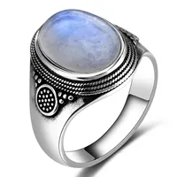 חדש טבעת תכשיטי בנות רטרו תאילנדי כסף משובץ חן מונסטון אישה טבעת אופנה פליז טבעת