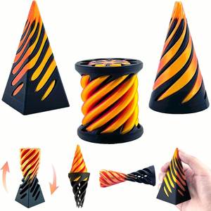 Juguete Antiestrés Impreso en 3D, Pirámide Giratoria, Juguete Educativo con Estructura Espiral 3D y Diseño de Vórtice Bicolor - Product Image 4