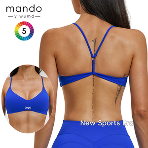 Reggiseno Sportivo da Donna Sexy con Scollo a V e Schiena a Y, 78% Nylon 22% Spandex, Spazzolato, Personalizzabile, per Yoga e <span class=keywords><strong>Palestra</strong></span>, Nuovo <span class=keywords><strong>Blu</strong></span> Viola - Product Image 1