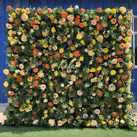 KL-WA02 Mur de fleurs en tissu en gros, toile de fond de 8 pieds x 8 pieds, panneaux muraux en fleurs de soie artificielle pour la décoration de scène de mariage