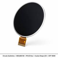 Modul LCD IPS Sirkular TMK 800x800 Layar 3,4 Inci Resolusi Tinggi Antarmuka MIPI DSI untuk Sistem Kontrol HMI yang Dapat Disesuaikan