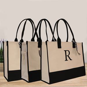 Bolsa de regalo de yute personalizada con letras bordadas de Amazon, de arpillera 3D, portátil, con asa, para <span class=keywords><strong>playa</strong></span> y compras, marca XYX, con cremallera - Product Image 3