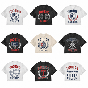 Camiseta de algodón 100% personalizada al por mayor TOOHOO CUSTOM para hombre, estilo urbano, estampada, 260 GSM, de manga corta, extragrande, con cuello redondo. - Product Image 1