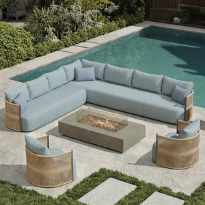 Outdoor Aluminum Patio Furniture Gas <b>Fire</b> <b>Pit</b> Metal Luxury Garden Sets Modern L Shaped Rattan With <b>Fire</b> <b>Pit</b> <b>Table</b> - Product Image 1