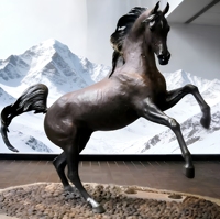 Sculpture de cheval sautant en bronze antique, décorative, personnalisée, fabriquée à la main, pour parc public