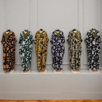 Nouvelle robe musulmane orientale rétro en gros, à manches courtes, col en V, imprimée