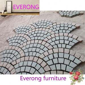 도매 G562 + G612 팬 모양 불꽃 마감 야외 중국 화강암 그물 붙여 넣기 돌 맞춤형 큐브 포장 타일 재료 - Product Image 5