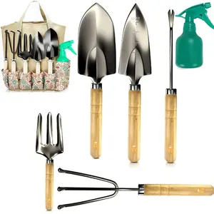 Kit d'outils de jardin 8 pièces en acier au carbone, petite truelle succulente pour bonsaï, ensemble d'outils à main de jardin avec sac