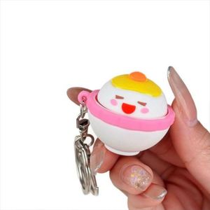 Llavero con Figura de Comida en Miniatura Realista de Arroz con Yema de Huevo Salada, Juguete Creativo Antiestrés para Bolsos y Llaveros, Venta al por Mayor - Product Image 1