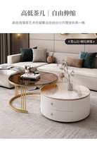 Table Basse de Salon et Meuble TV Blanc avec Plateau en Pierre – Centre de Divertissement pour Mobilier de Salon