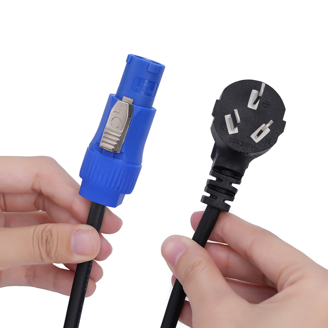 Professional Industrial Equipment Stage Lighting Power Cable Copper Conductor PVC Insulation 1.5m Blue/Yellow IEC C13 16A 2
